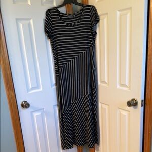 Nina Leonard Black and White Striped Dress